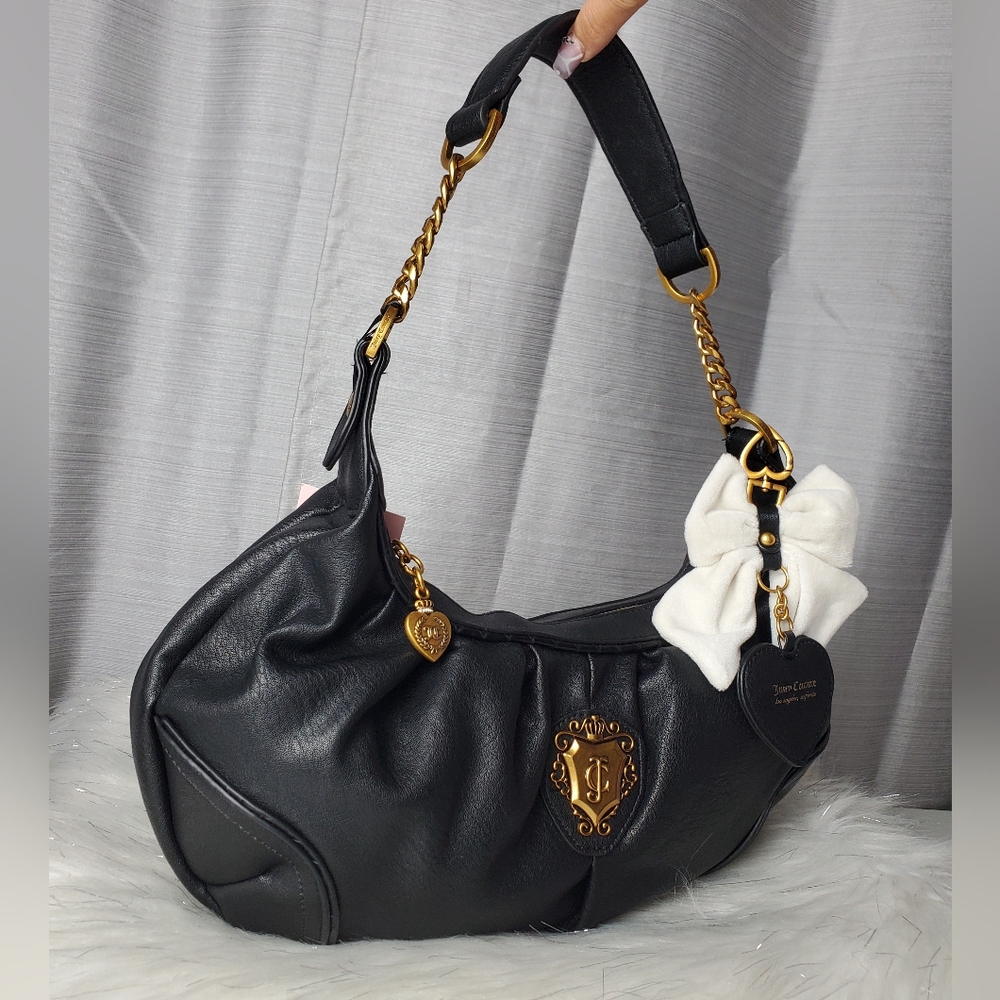 JUICY COUTURE Liquorice Black Juicy Romance Hobo Shoulder Bag - Picture 2 of 10